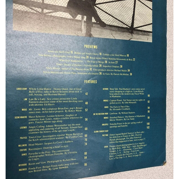 INTERVIEW June 1989 Dennis Quaid Steffi Graf Brian Eno Tarzan Andy Warhol Mag - Picture 4 of 14